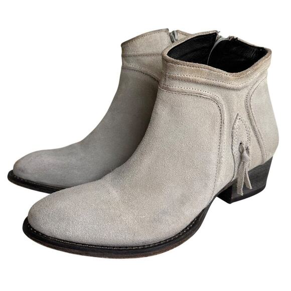 Rebels Beige Suede Nubuck Leather Zip Booties Women Sz 8.5 Rare Western Bohemian - Picture 16 of 16